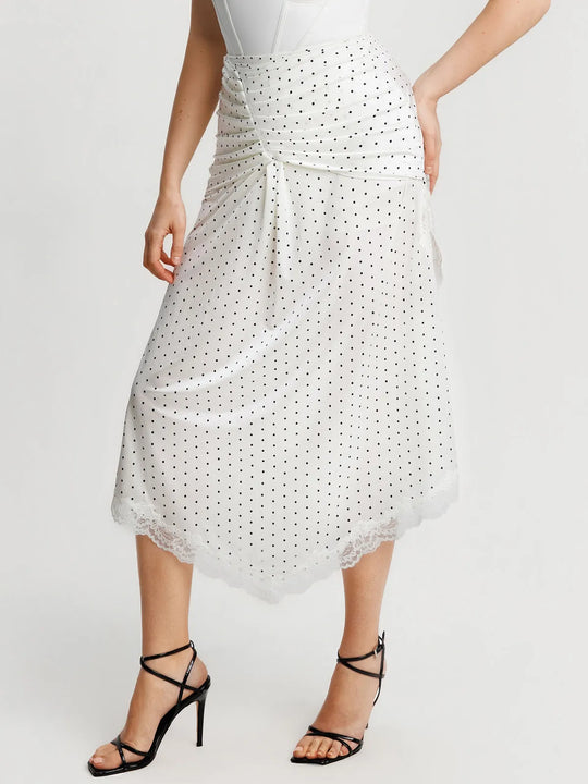 Popilush® Shapewear Asymmetric Ruched Lace Midi Skirt