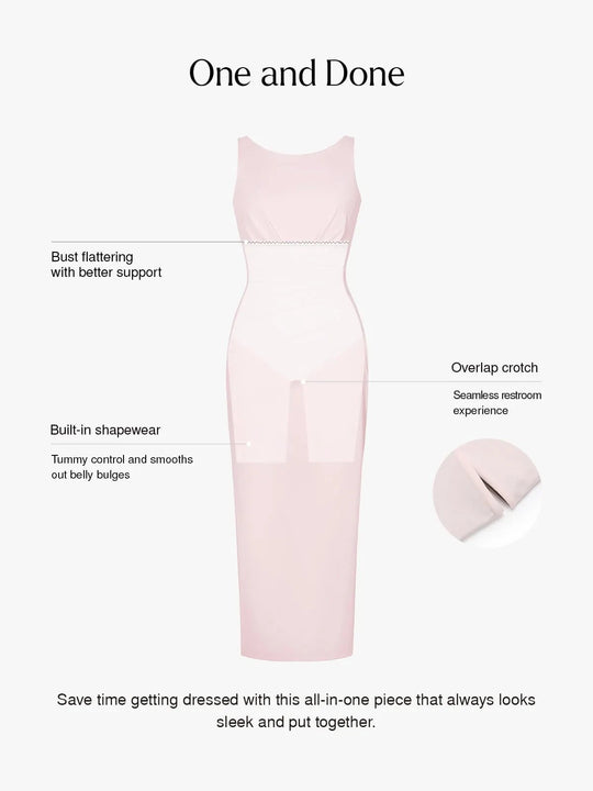 Popilush® Shapewear Boatneck Draped Sculpting Maxi Dress