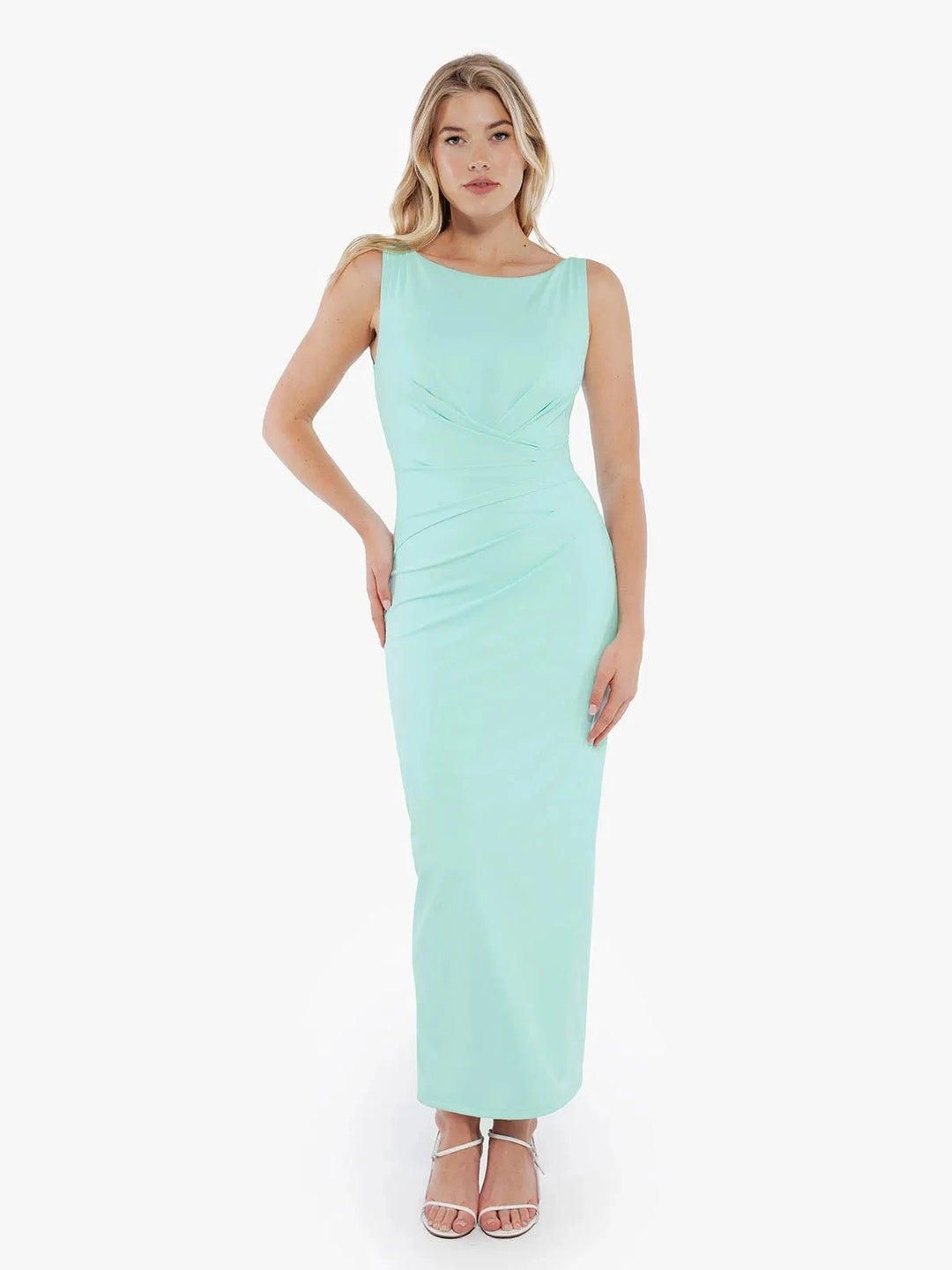 Popilush® Shapewear Boatneck Draped Sculpting Maxi Dress