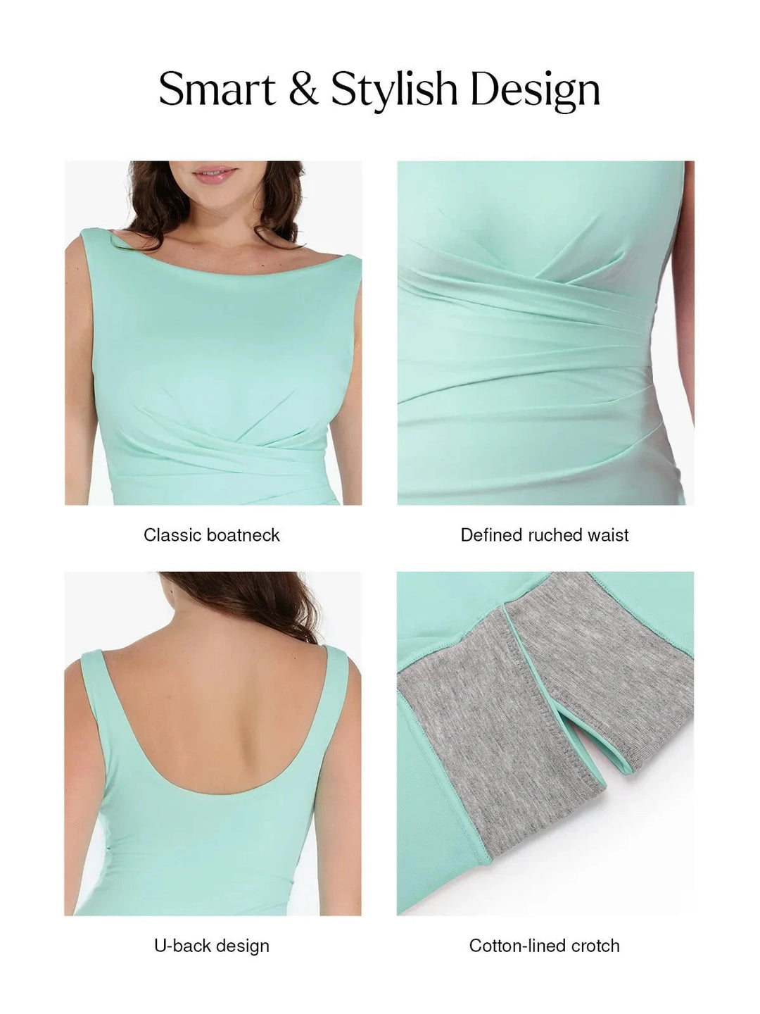 Popilush® Shapewear Boatneck Draped Sculpting Maxi Dress