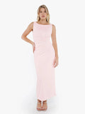Popilush® Baby Pink / XS Shapewear Boatneck Draped Sculpting Maxi Dress
