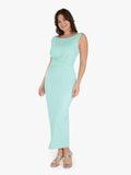 Popilush® Light Cyan / XS Shapewear Boatneck Draped Sculpting Maxi Dress
