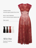 Popilush® Shapewear Boho Floral Lace Front Slit Maxi Dress