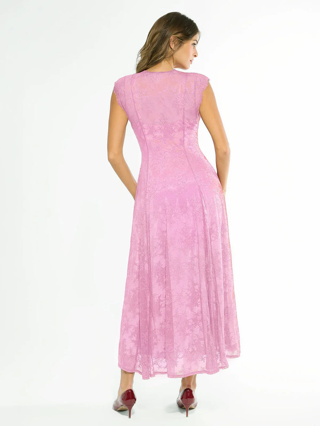 Popilush® Shapewear Boho Floral Lace Front Slit Maxi Dress