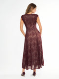 Popilush® Shapewear Boho Floral Lace Front Slit Maxi Dress