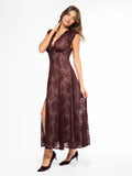 Popilush® Shapewear Boho Floral Lace Front Slit Maxi Dress