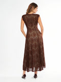 Popilush® Shapewear Boho Floral Lace Front Slit Maxi Dress