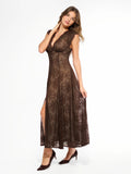 Popilush® Shapewear Boho Floral Lace Front Slit Maxi Dress