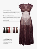 Popilush® Shapewear Boho Floral Lace Front Slit Maxi Dress