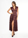 Popilush® Brick Red / XS Shapewear Boho Floral Lace Front Slit Maxi Dress
