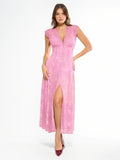 Popilush® Pink / XS Shapewear Boho Floral Lace Front Slit Maxi Dress