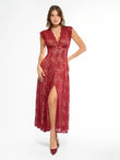 Popilush® Red / XS Shapewear Boho Floral Lace Front Slit Maxi Dress