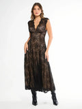 Popilush® Skin / XS Shapewear Boho Floral Lace Front Slit Maxi Dress