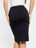 Popilush® Bodycon Office Work Knee Length Pencil Skirts Shapewear Built-In Sculpting Front Slit Midi Work Skirt