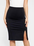 Popilush® Bodycon Office Work Knee Length Pencil Skirts Black / S Shapewear Built-In Sculpting Front Slit Midi Work Skirt