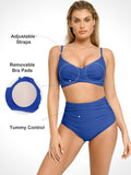 Popilush® Two-piece Swimsuit Shapewear Bust-Enhancing Draped Bikini Top