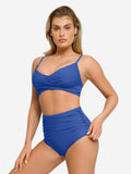 Popilush® Two-piece Swimsuit Shapewear Bust-Enhancing Draped Bikini Top