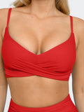 Popilush® Two-piece Swimsuit Shapewear Bust-Enhancing Draped Bikini Top