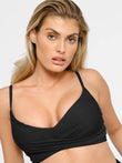 Popilush® Two-piece Swimsuit Black / S Shapewear Bust-Enhancing Draped Bikini Top