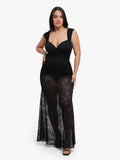 Popilush® Shapewear Cap Sleeve Bodysuit Lace Fishtail Coverup Skirt Set