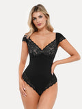 Popilush® Sexy Tops Body Shaper Shapewear Cap Sleeve Slimming Lace Cup Bodysuit