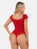Popilush® Sexy Tops Body Shaper Shapewear Cap Sleeve Slimming Lace Cup Bodysuit