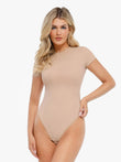 Shapewear bodysuit. Woman in Popilush®  Cloudsense short sleeve crew-neck bodysuit