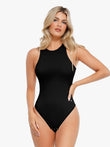 Shapewear bodysuit from Popilush®: Black sleeveless round neck bodysuit for women