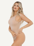 Popilush® Soft Comfy Tops Body Shaper Shapewear Cloudsense Sleeveless Cutaway Round Neck Bodysuit