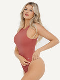 Popilush® Soft Comfy Tops Body Shaper Shapewear Cloudsense Sleeveless Cutaway Round Neck Bodysuit