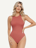 Popilush® Soft Comfy Tops Body Shaper Brick Red / S Shapewear Cloudsense Sleeveless Cutaway Round Neck Bodysuit
