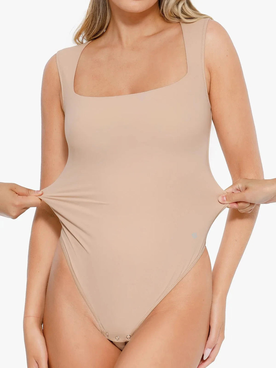 Popilush® Soft Comfy Tops Body Shaper Shapewear Cloudsense Sleeveless Square Neck Bodysuit