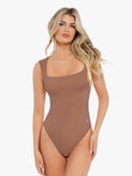 Popilush® Soft Comfy Tops Body Shaper Light Brown / S Shapewear Cloudsense Sleeveless Square Neck Bodysuit