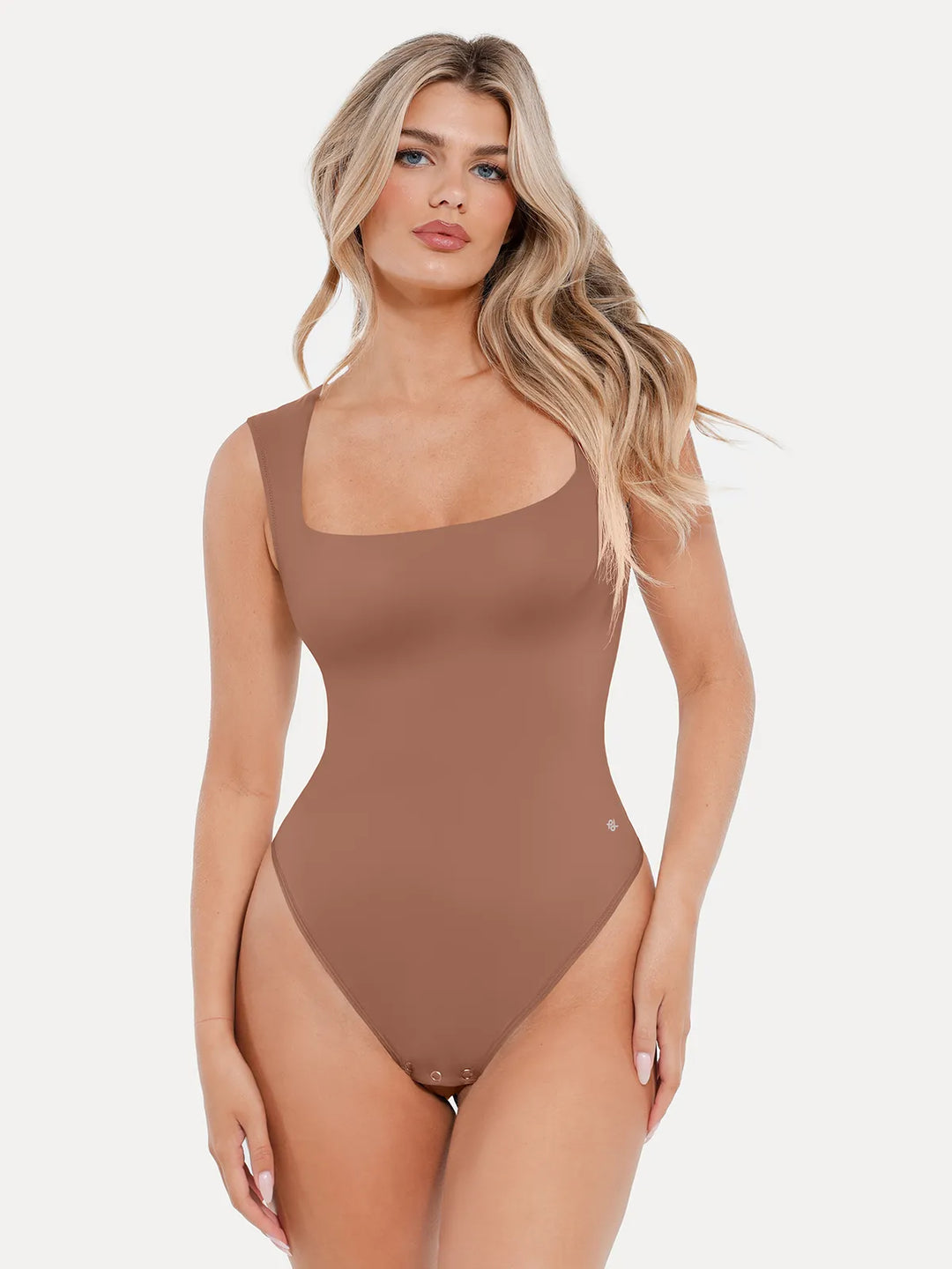 Popilush® Soft Comfy Tops Body Shaper Light Brown / S Shapewear Cloudsense Sleeveless Square Neck Bodysuit