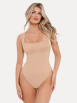 Popilush Cloudsense nude sleeveless square neck shapewear bodysuit with Comfort Cloud fabric.