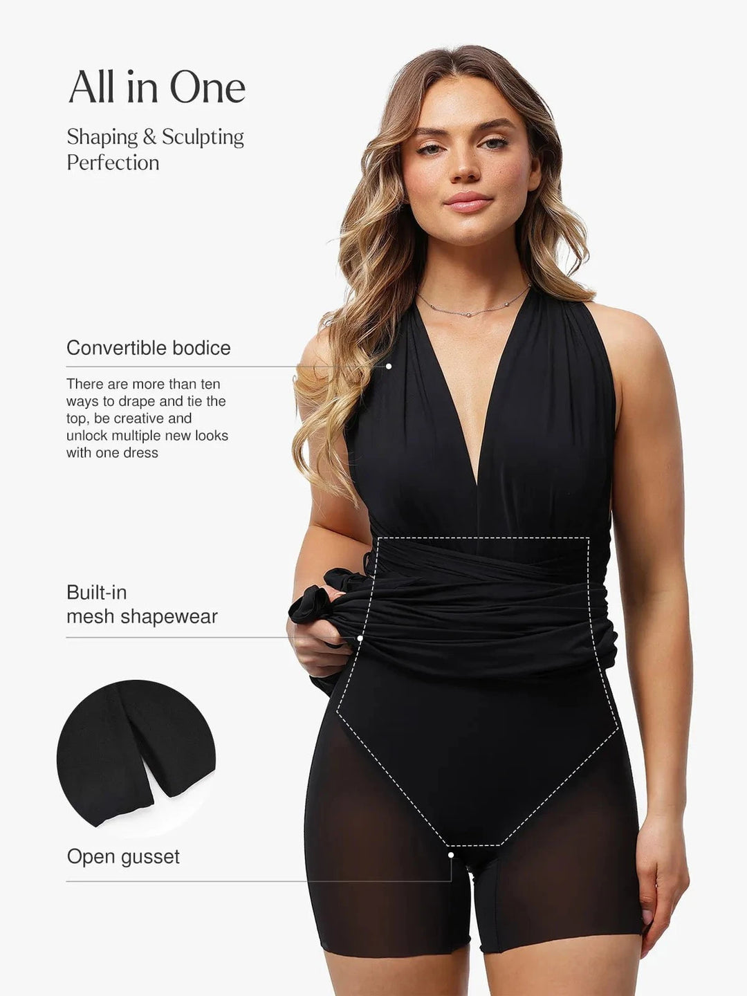 Popilush® Shapewear Convertible Infinity Sculpting Midi Dress