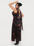 Popilush® Shapewear Cowl Neck Draped Maxi Dress with Shawl Wrap