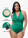 Popilush® Shapewear Cowl Neck Halter Tummy Control Bodysuit