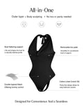 Popilush® Shapewear Cowl Neck Halter Tummy Control Bodysuit