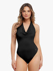 Popilush® Black / XS Shapewear Cowl Neck Halter Tummy Control Bodysuit