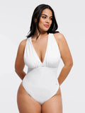 Popilush® Shapewear Cross-Front Draped Halter Tummy Control Bodysuit