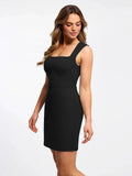 Popilush® Shapewear Cut-in Square Neck Sculpting Midi Dress
