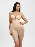 Popilush® Shapewear Deep V Convertible Strap Mid-Thigh Bodysuit