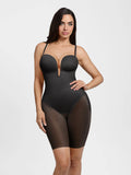 Popilush® Shapewear Deep V Convertible Strap Mid-Thigh Bodysuit