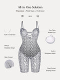 Popilush® Shapewear Deep V Convertible Strap Mid-Thigh Bodysuit