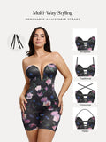 Popilush® Shapewear Deep V Convertible Strap Mid-Thigh Bodysuit