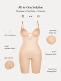 Popilush® Shapewear Deep V Convertible Strap Mid-Thigh Bodysuit