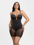 Popilush® Shapewear Deep V Convertible Strap Mid-Thigh Bodysuit
