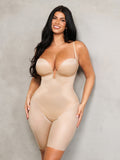 Popilush® Shapewear Deep V Convertible Strap Mid-Thigh Bodysuit