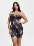 Popilush® Floral Print / S Shapewear Deep V Convertible Strap Mid-Thigh Bodysuit